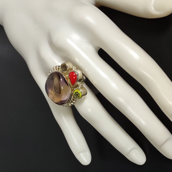 Fabulous Multi Stone Sterling Silver Ring - Picture 2 of 12